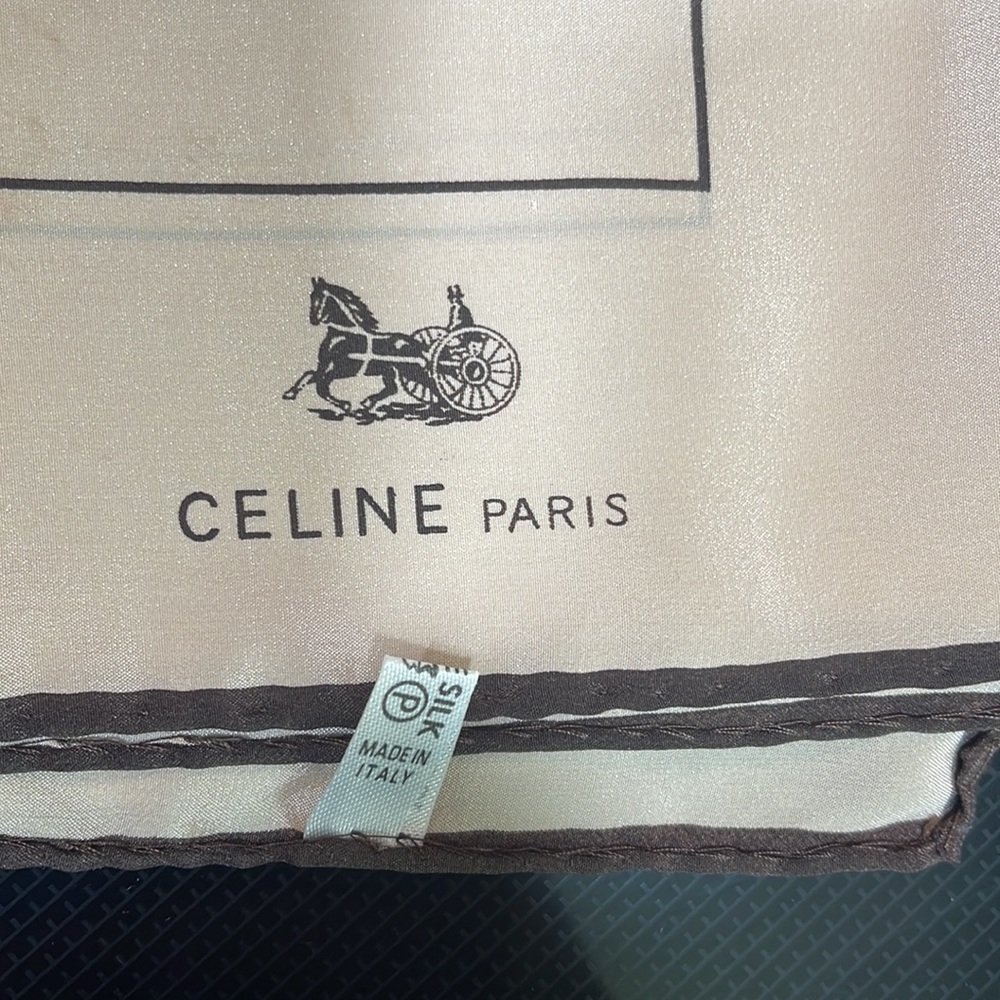 Vintage Authentic Celine 100% Silk Scarf